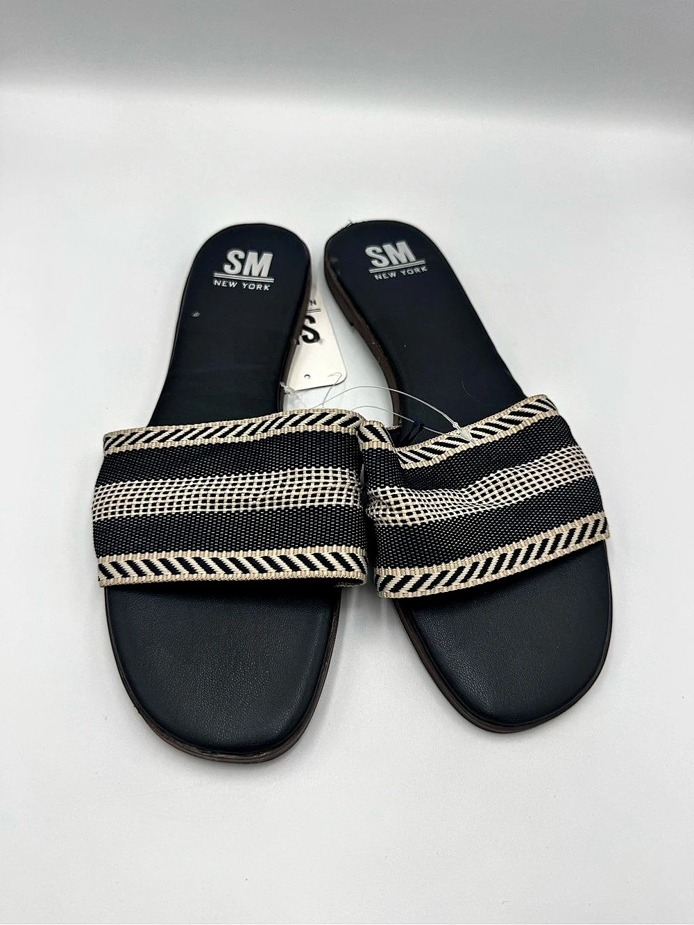 SM New York Striped Slide Sandals in Black & White US 7 NWT